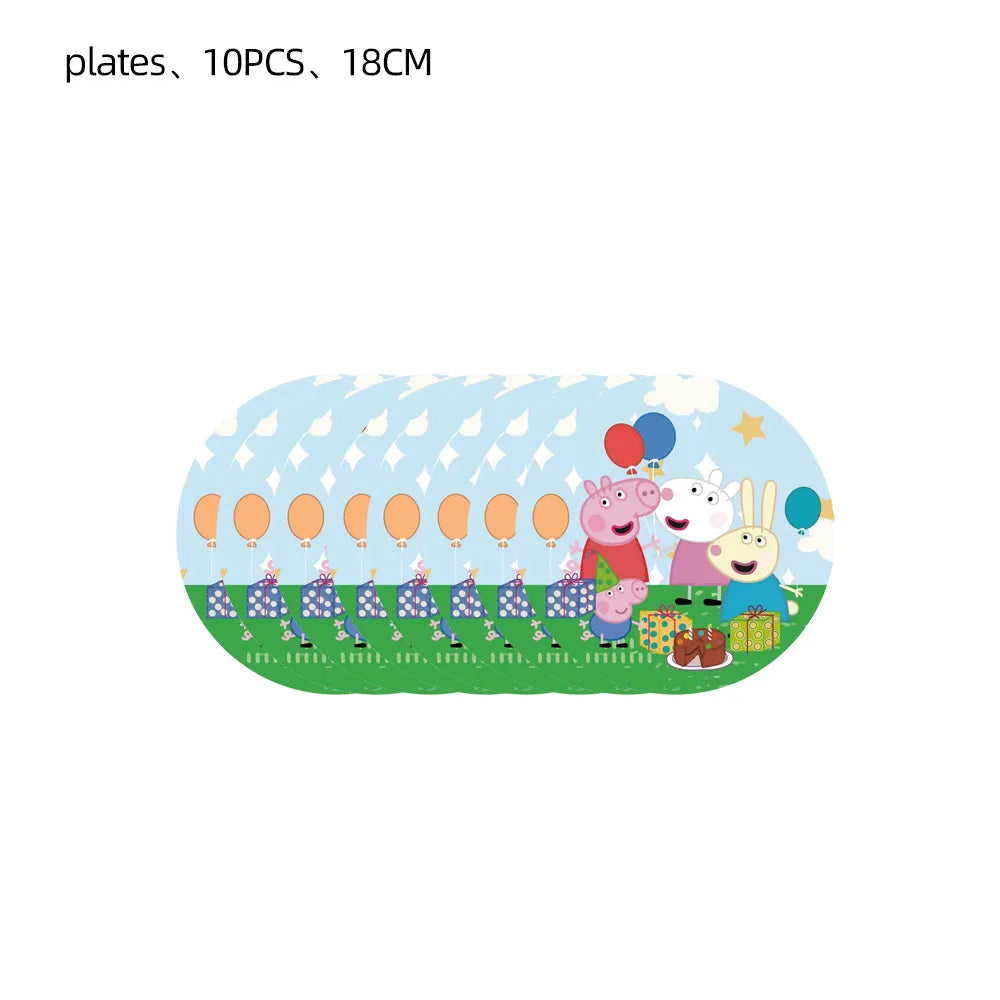 Peppa Pig Birthday Party Decoration Tableware Paper Plates Napkins Party Favors Gift Tablecloth Party Supplies Baby Shower