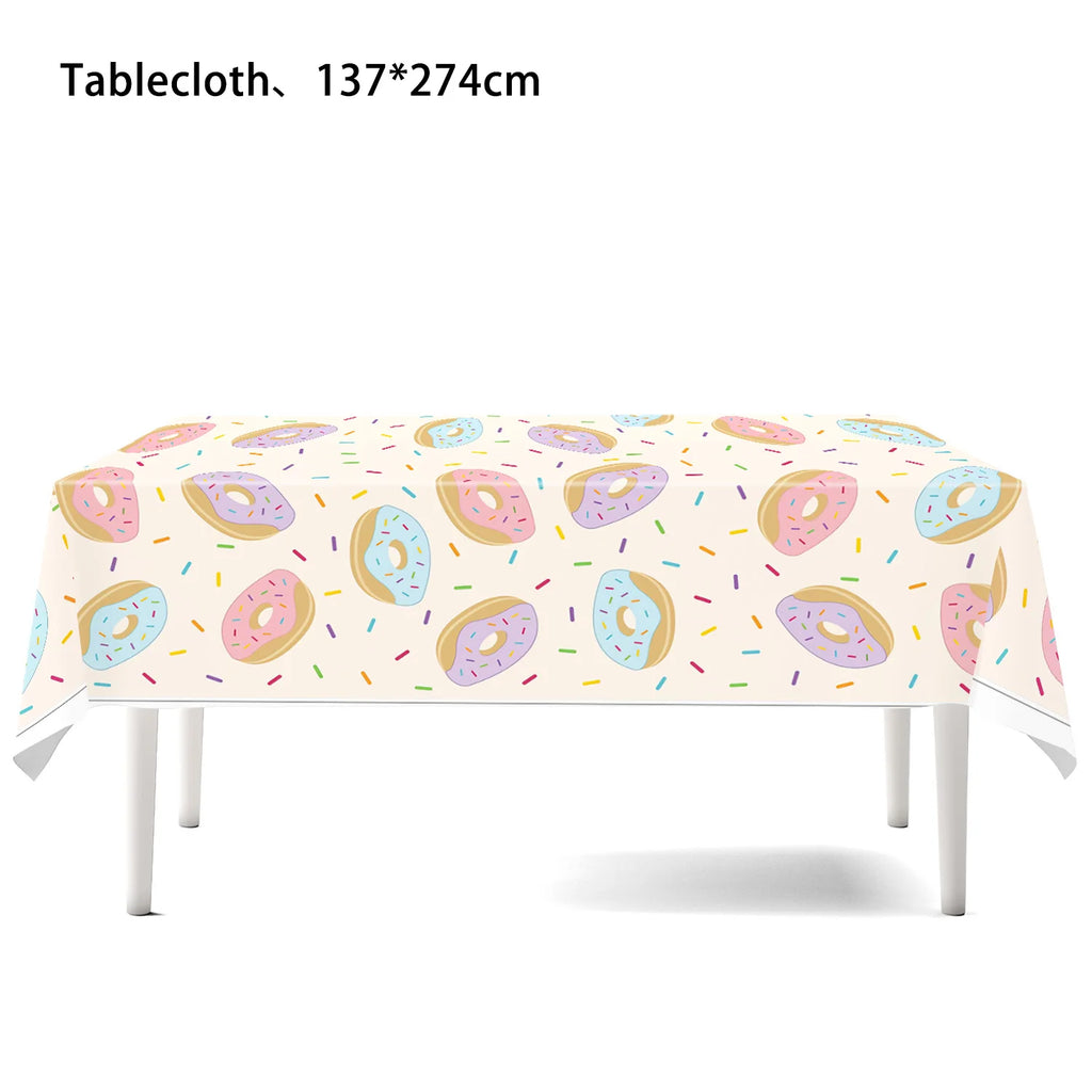 Ice Cream Theme Disposable Tablecloth Happy Birthday Party Decoration For Home Summer Wedding Birthday Baby Shower Decor