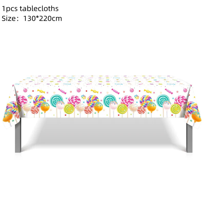 Ice Cream Theme Disposable Tablecloth Happy Birthday Party Decoration For Home Summer Wedding Birthday Baby Shower Decor