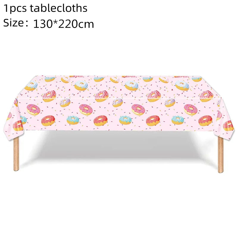 Ice Cream Theme Disposable Tablecloth Happy Birthday Party Decoration For Home Summer Wedding Birthday Baby Shower Decor