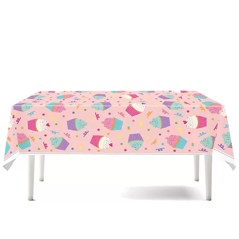 Ice Cream Theme Disposable Tablecloth Happy Birthday Party Decoration For Home Summer Wedding Birthday Baby Shower Decor