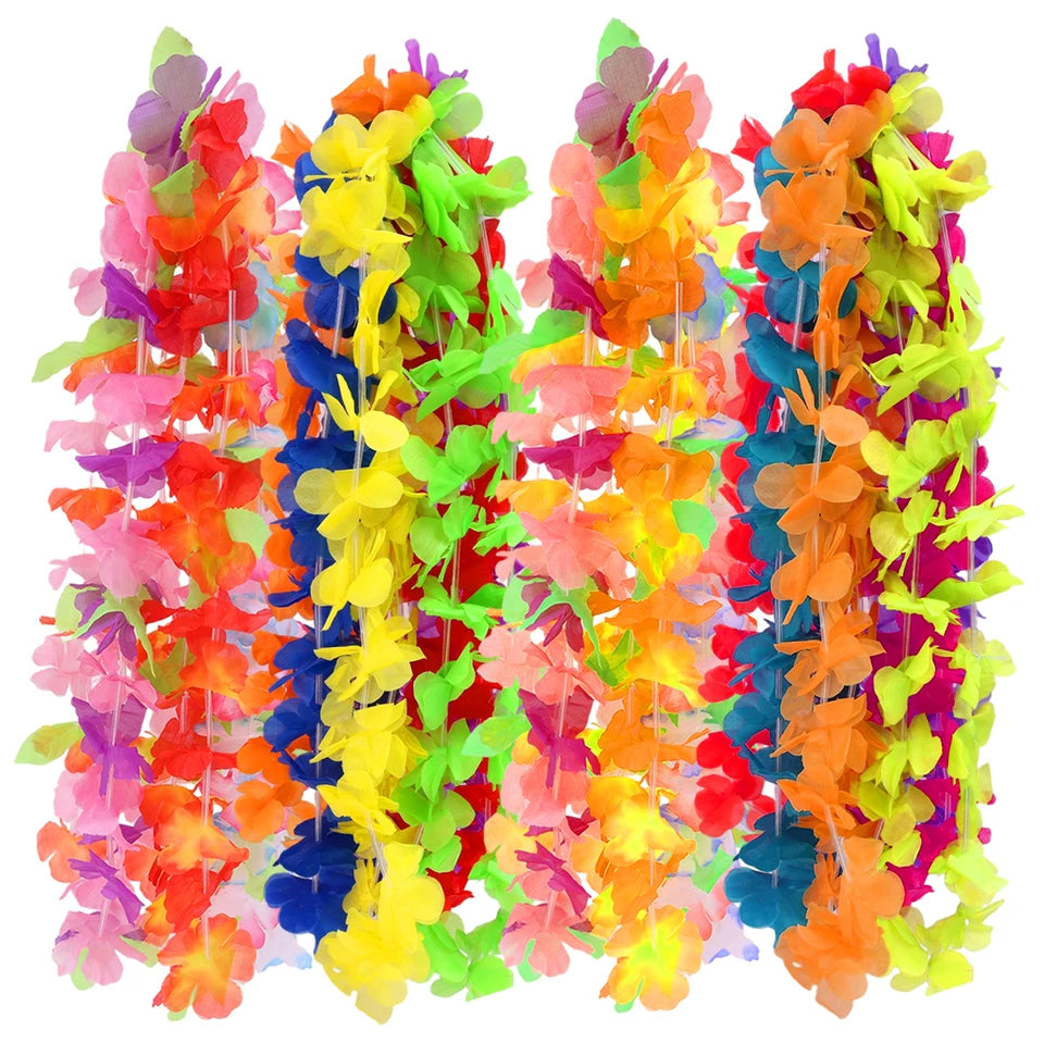 Hawaiian Artificial Flower Necklace Summer Pool Party Supply Tropical Beach Birthday Party Decoration Wedding Christmas Garland