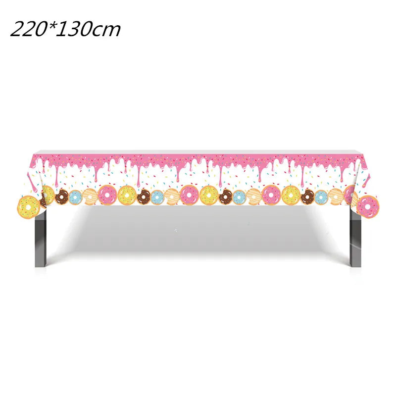Ice Cream Theme Disposable Tablecloth Happy Birthday Party Decoration For Home Summer Wedding Birthday Baby Shower Decor