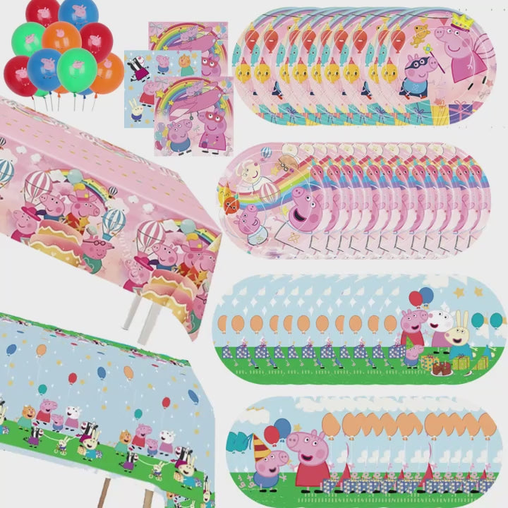 Peppa Pig Birthday Party Decoration Tableware Paper Plates Napkins Party Favors Gift Tablecloth Party Supplies Baby Shower